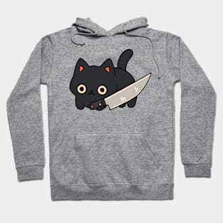 Cute Black Cat With Knife Hoodie